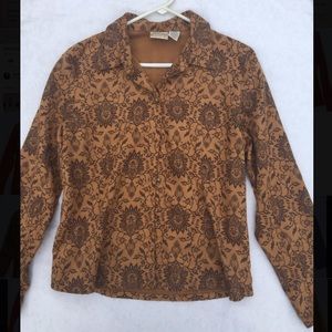 St. John’s Bay, Tan Floral Vintage-style Button Up